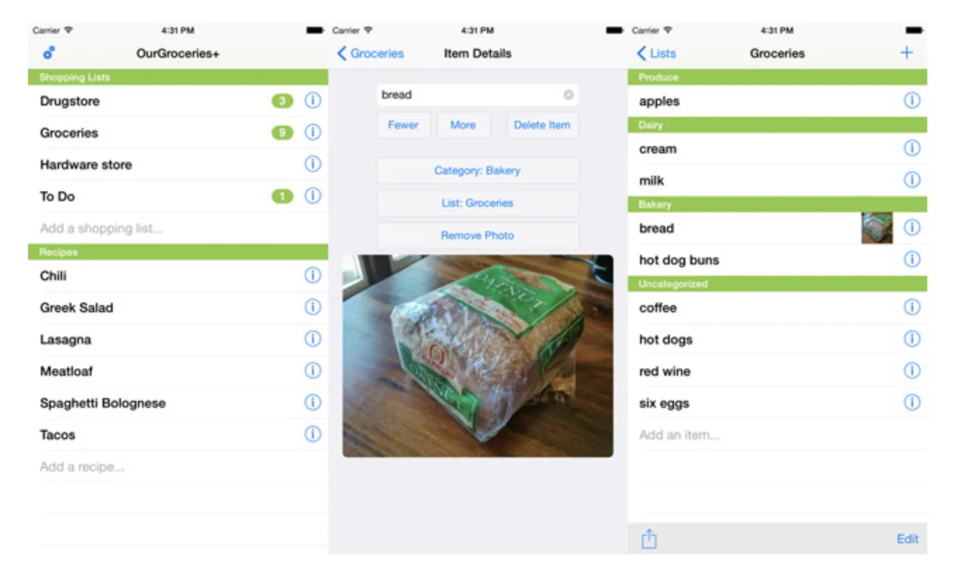 OurGroceries — shared grocery list syncing in real time across multiple devices