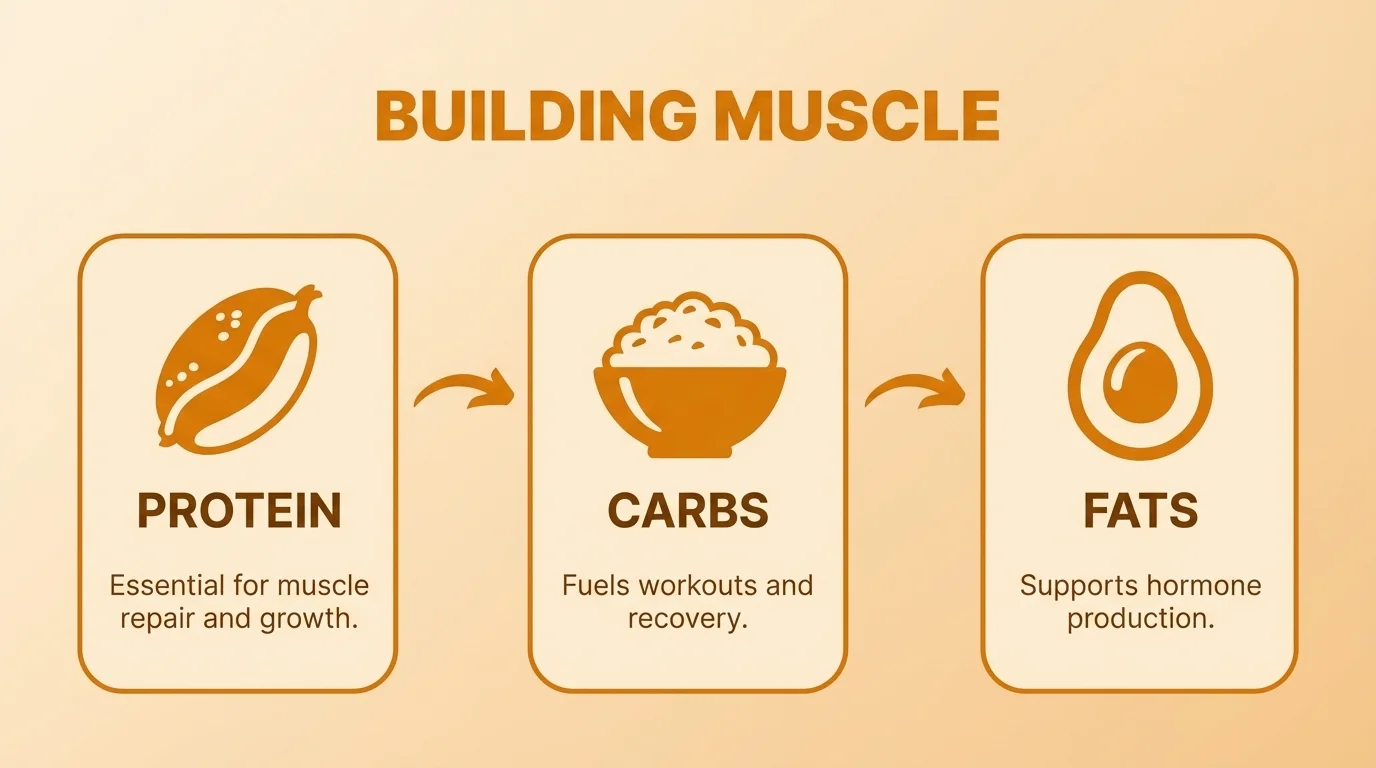 Infographic about vegetarian meal plan for muscle gain
