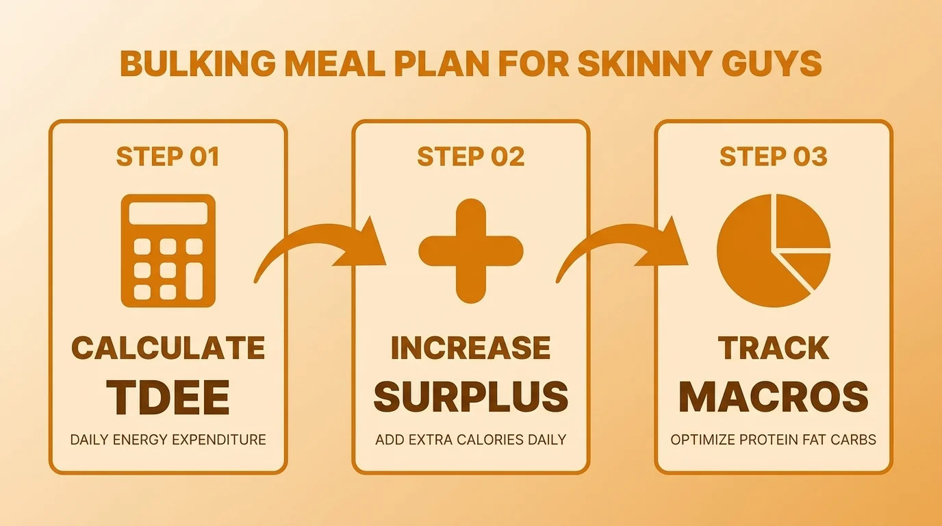 Infographic about bulking meal plan for skinny guys